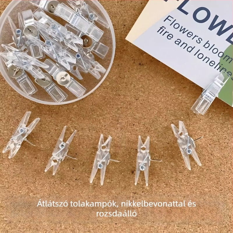 Átlátszó tű- és klipek filctáblához, falbarát dekoratív klip, kis faliklip — Márka: Friendly; Anyag: Other; Termék típus: Other; Gyártó: Other