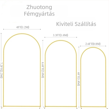 Vas esküvői boltív háttérrel és virágtartóval