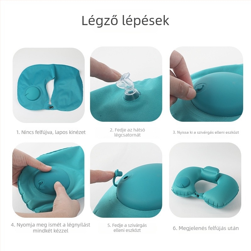 Utazási felfújható U-alakú párna, töltet: levegő, Milk Silk anyag, felnőtteknek, üzleti stílus