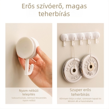 Vákuumos kampó konyhához és fürdőszobához, fúrás nélkül, ABS anyag, egykaros, modern minimalist stílus, terhelés 3–5 kg