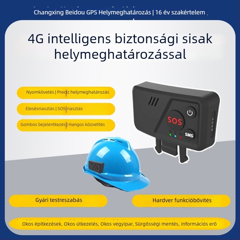 4G külső sisakhelymeghatározó GPS-szel, hangalapú bejelentkezéssel és építési helyszíni monitorozással