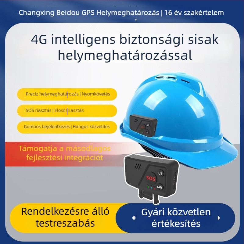 4G külső sisakhelymeghatározó GPS-szel, hangalapú bejelentkezéssel és építési helyszíni monitorozással