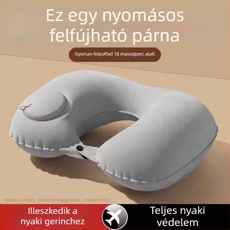 Jingcheng Felfújható utazási nyakpárna, U-alakú, TPU légzsák anyag, gázzal töltött, könnyű, 0,5 kg alatt