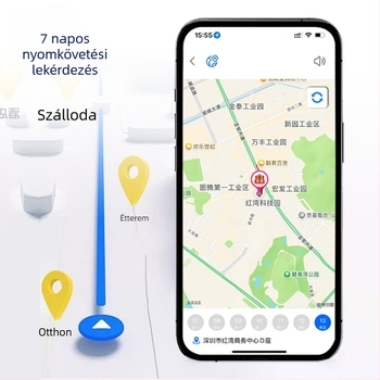 Anti-lopás nyomkövető pénztárcákhoz/táskákhoz Bluetooth 5.0, ABS ház, CR2032 elem, 16 g tömeg, helymegosztás és nyomon követés