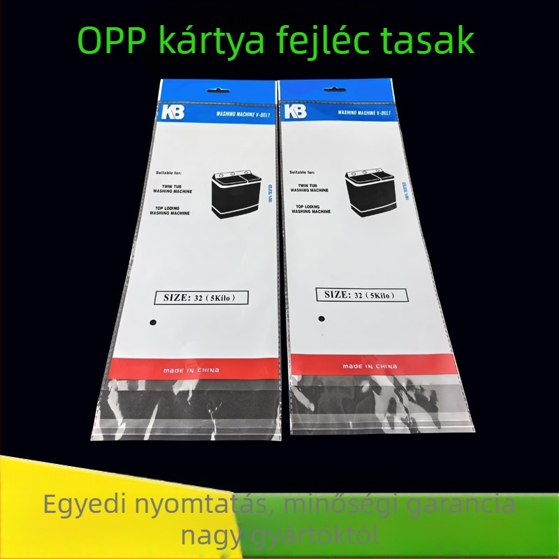 Egyedi nyomtatású OPP táska akasztónyílással és öntapadó záródással, gyöngyházfényű ékszer csomagolás, átlátszó ruházati kiegészítő zacskó