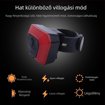 Kerékpár hátsó lámpa Bikestar BG-1071, USB-C töltés, szíjjal rögzítés, 300 mAh akkumulátor