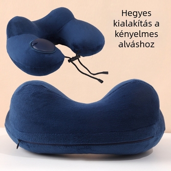 Utazási felfújható U-alakú nyakpárna, kristályos velúr bevonattal, testsúly max. 0.5 kg, felnőtteknek