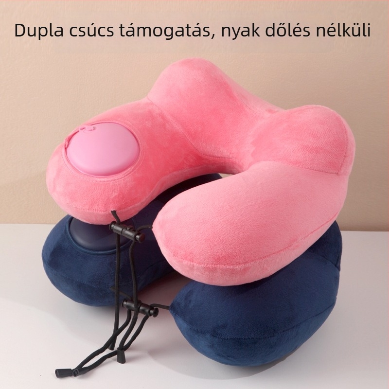Utazási felfújható U-alakú nyakpárna, kristályos velúr bevonattal, testsúly max. 0.5 kg, felnőtteknek