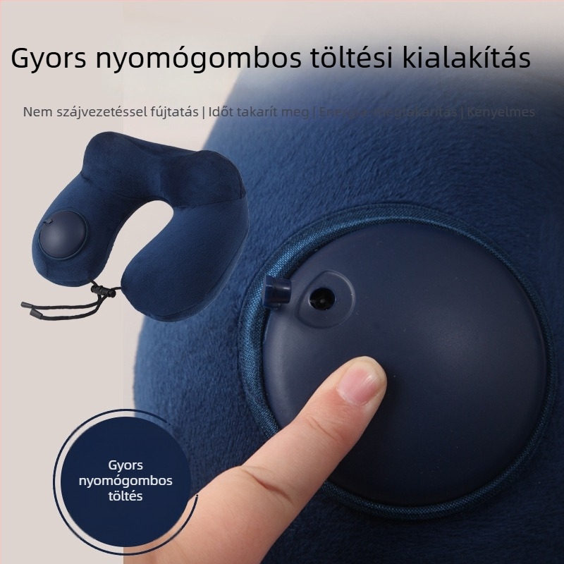 Utazási felfújható U-alakú nyakpárna, kristályos velúr bevonattal, testsúly max. 0.5 kg, felnőtteknek