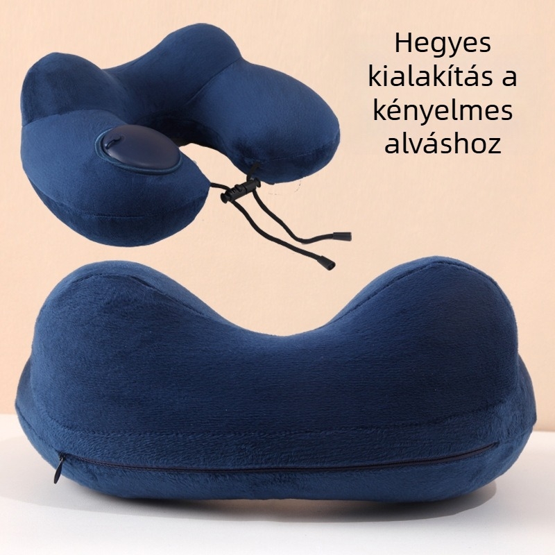 Utazási felfújható U-alakú nyakpárna, kristályos velúr bevonattal, testsúly max. 0.5 kg, felnőtteknek