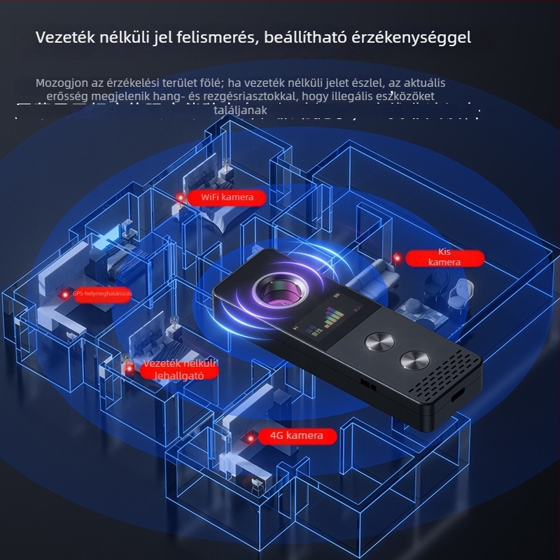 S88 Vezeték nélküli infravörös detektor kijelzővel – szállodai kémkameradetektor, frekvenciasáv 50MHz-8GHz, érzékelési tartomány 10 cm-10 m, működési feszültség 5V, riasztás hang/rezgés