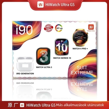 Frissített I70/I80/I90 okosóra készlet Bluetooth fülhallgatóval – 3 óra, 7 szíj, IPS kijelző, alumínium ötvözet tokozás, vezeték nélküli töltés
