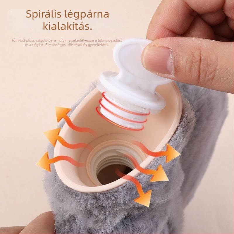 Vízfeltöltésű melegvíz-palack, önmelegítő, PVC anyag, többszintű hőmérséklet-szabályozás, kézre, kézfejre, nyakra és hátra