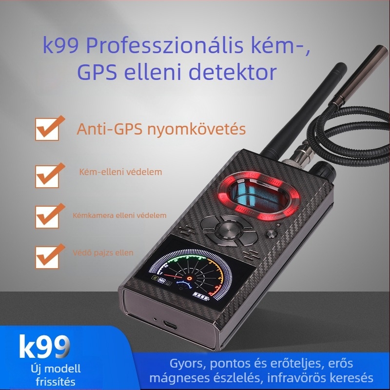 K99 Vezeték nélküli detektor autókhoz vibrációs riasztással, frekvenciasáv 1-8000 Hz, működési tartomány 0.1-10