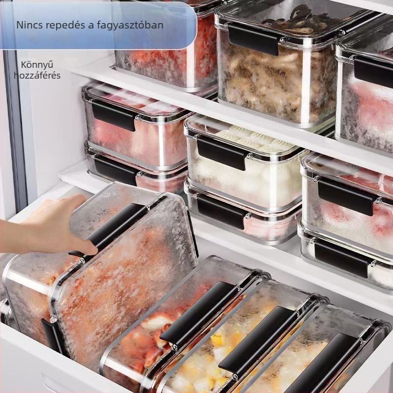Hűtőszekrényre való crisper doboz, műanyag, négyszögletes, 0,8–5 L kapacitás, egyrétegű, megőrzi a frissességet