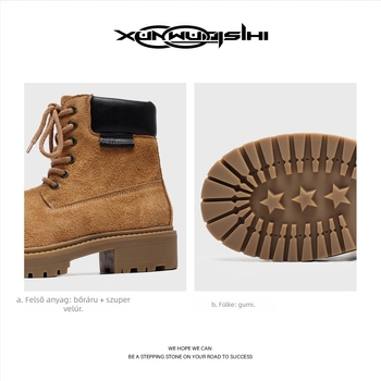 Uniszex magasságot növelő bakancs, 6–8 cm sarokmagasság, gumírozott talp, textil bélés, mindennapi túra stílus