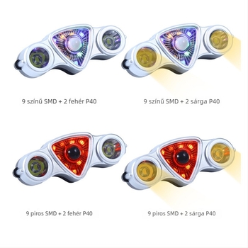 Ambusher USB-töltésű kerékpár hátsó lámpa, 9+2 LED, figyelmeztető fény MTB/úti kerékpárhoz