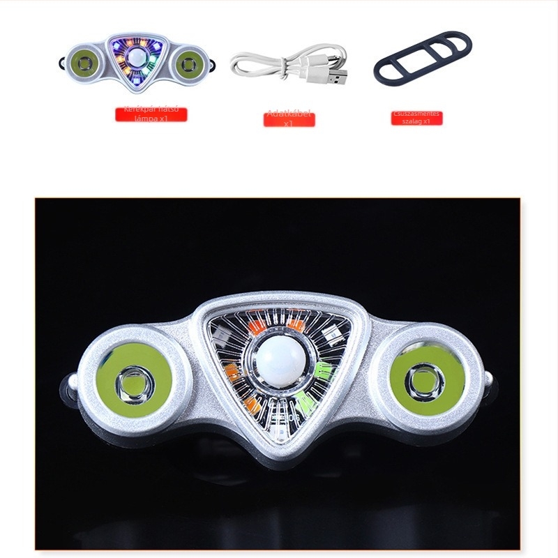 Ambusher USB-töltésű kerékpár hátsó lámpa, 9+2 LED, figyelmeztető fény MTB/úti kerékpárhoz