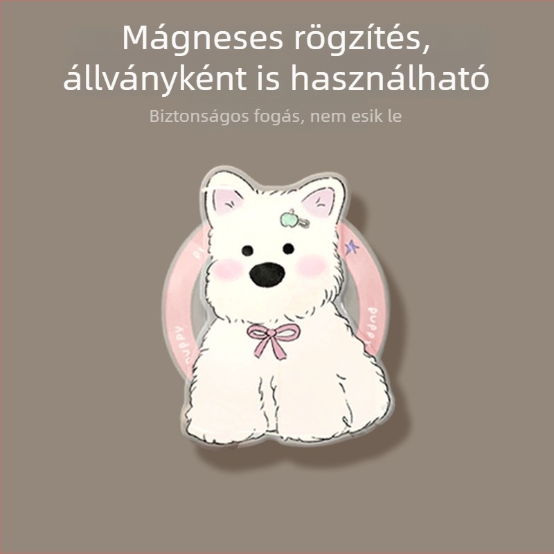 Mágneses telefon-tartó ragasztott hátlappal, rajzfilmfigura dizájn, teleszkópos állvány és gyűrűs fogantyú