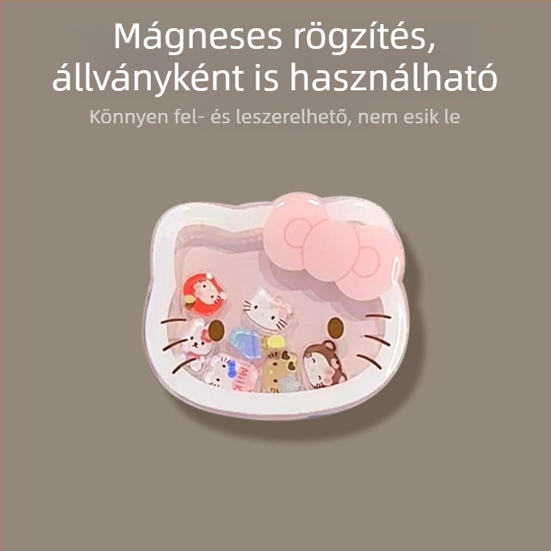 Mágneses telefon-tartó ragasztott hátlappal, rajzfilmfigura dizájn, teleszkópos állvány és gyűrűs fogantyú
