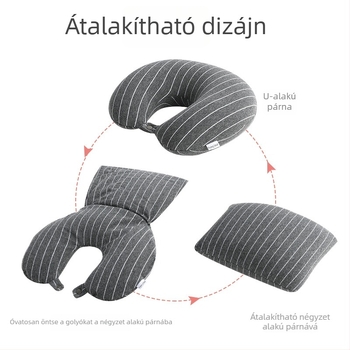 U alakú utazó párna habszemcsés töltettel, kettős használat autófejtámasz és kempingpárna, minimalist dizájn, felnőtteknek