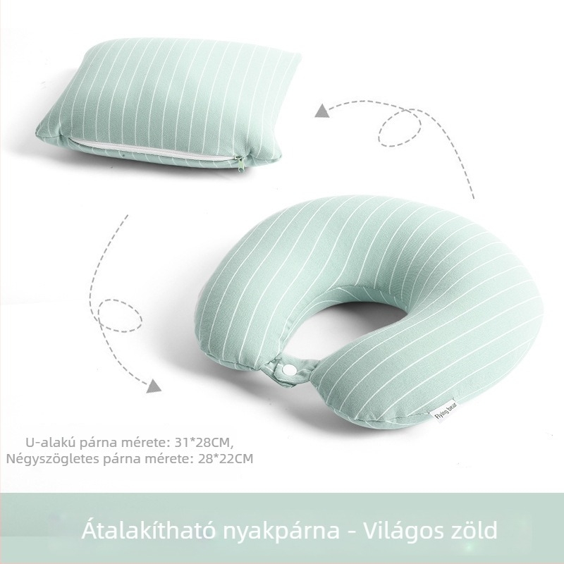 U alakú utazó párna habszemcsés töltettel, kettős használat autófejtámasz és kempingpárna, minimalist dizájn, felnőtteknek