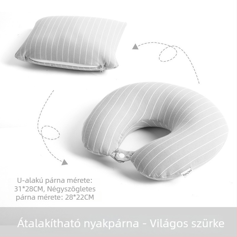 U alakú utazó párna habszemcsés töltettel, kettős használat autófejtámasz és kempingpárna, minimalist dizájn, felnőtteknek