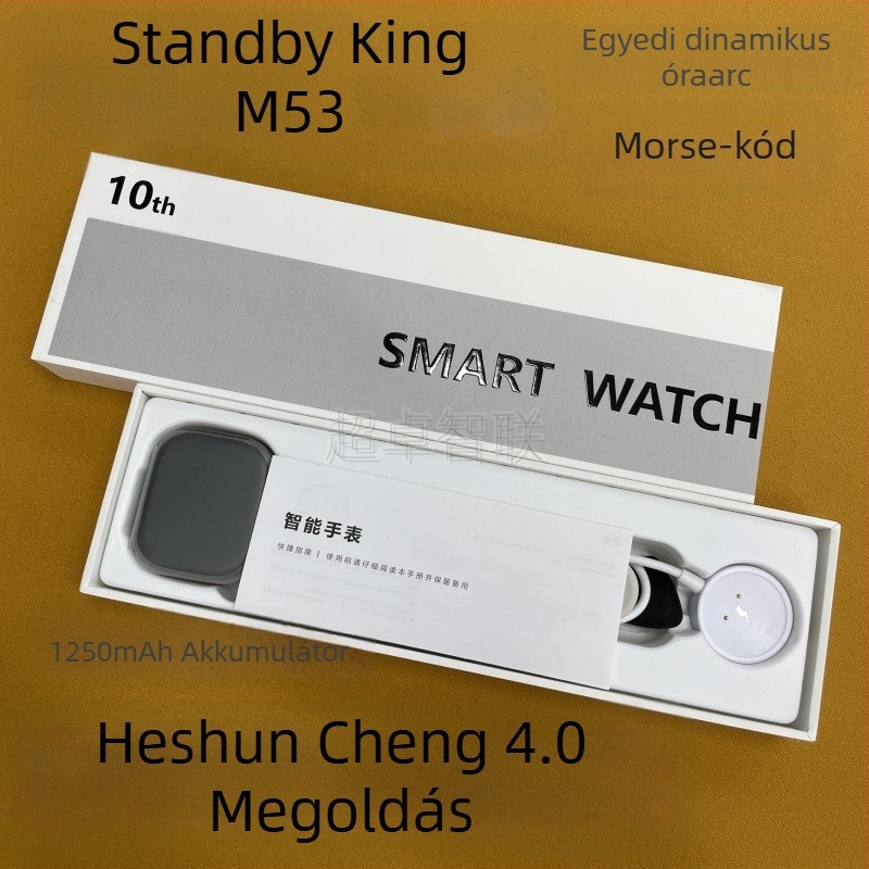 Okosóra kártyahely és Morse-kód dinamikus számlappal, AMOLED négyszögletes kijelző, szilikon csuklópánt, érintéses és gombos működés, akár 7 napos üzemidő, napi vízállóság, testreszabható