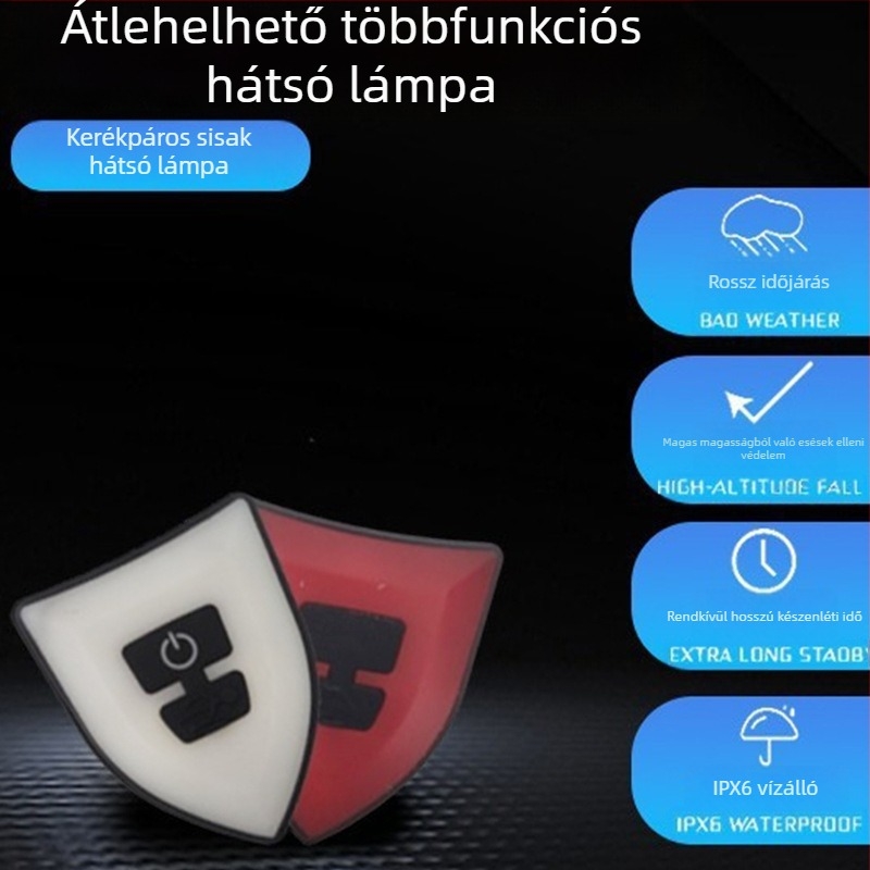 Sisakra szerelt kerékpár hátsó lámpa — USB-töltésű, vízálló, éjszakai tekeréshez hegyikerékpárra és országúti kerékpárokhoz