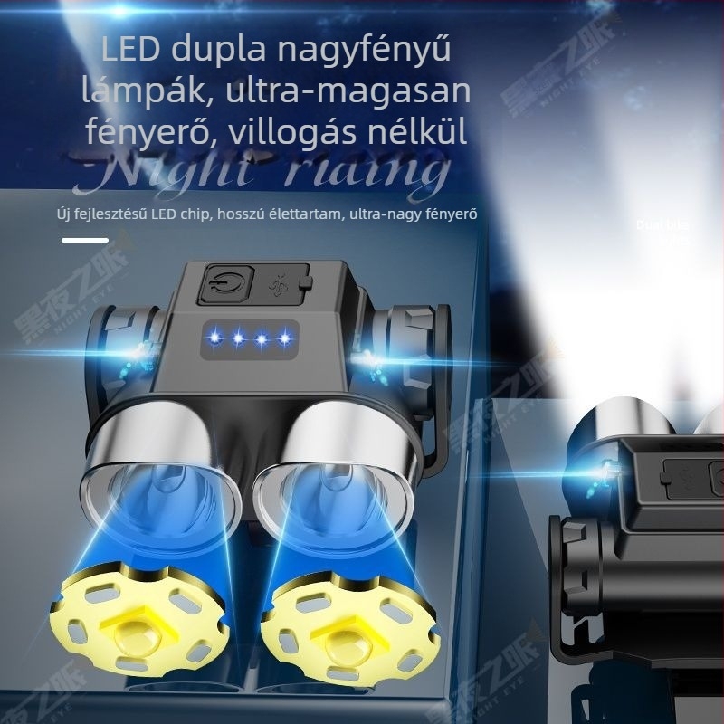 Elülső kerékpárlámpa éjszakai bringázáshoz – USB-töltéses, nagy fényerejű LED, kültéri használatra, univerzális MTB-hoz