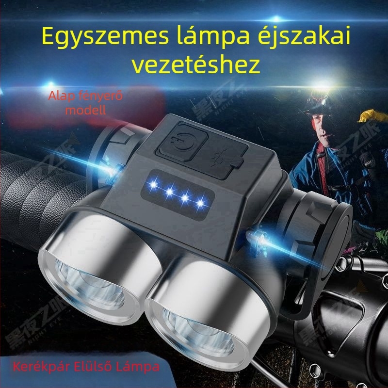 Elülső kerékpárlámpa éjszakai bringázáshoz – USB-töltéses, nagy fényerejű LED, kültéri használatra, univerzális MTB-hoz
