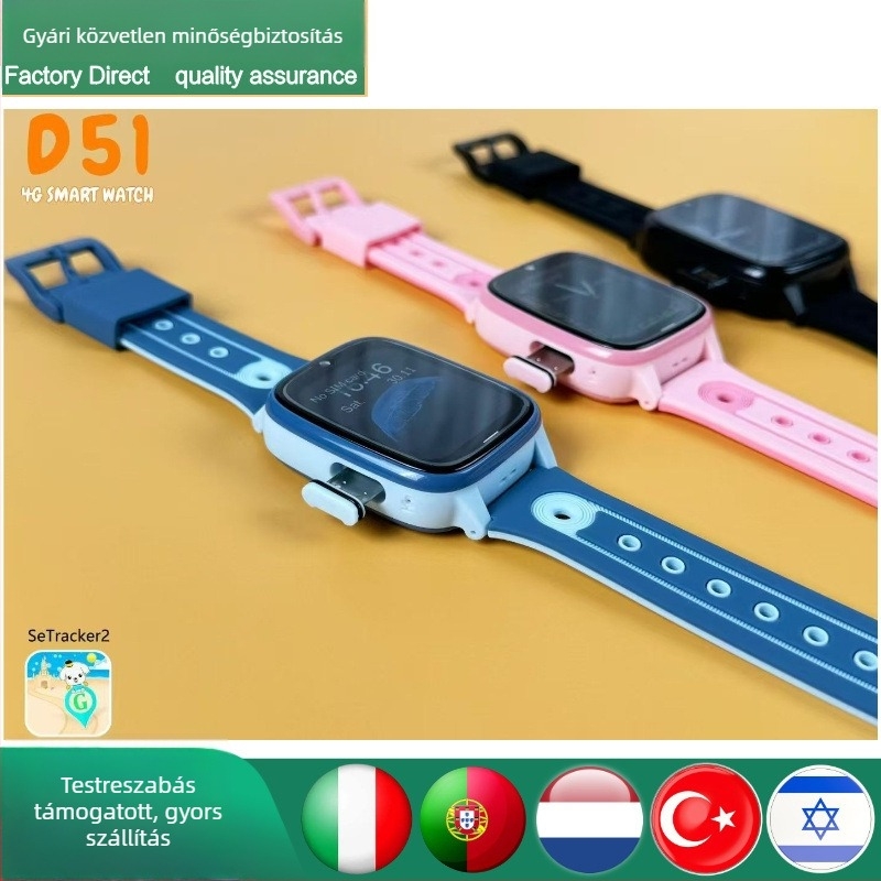 Gyerekeknek szánt okosóra videohívással, 4G SIM-kártya, LBS + Wi‑Fi helymeghatározás, AMOLED érintőképernyő, akkumulátor 7–14 nap