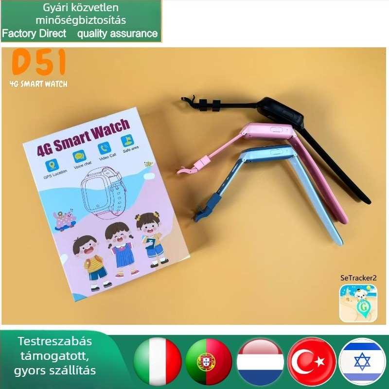 Gyerekeknek szánt okosóra videohívással, 4G SIM-kártya, LBS + Wi‑Fi helymeghatározás, AMOLED érintőképernyő, akkumulátor 7–14 nap