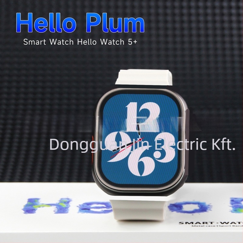 Hello Watch5+ Bluetooth okosóra szívritmus, oxigénszint és vérnyomás monitorozásával, AMOLED négyszögletes kijelző, Bluetooth hívások, NFC és okos értesítések, vízálló, alumíniumötvözet tokozású tok és szilikon szíj