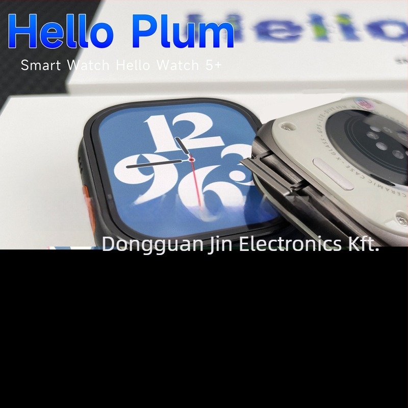 Hello Watch5+ Bluetooth okosóra szívritmus, oxigénszint és vérnyomás monitorozásával, AMOLED négyszögletes kijelző, Bluetooth hívások, NFC és okos értesítések, vízálló, alumíniumötvözet tokozású tok és szilikon szíj