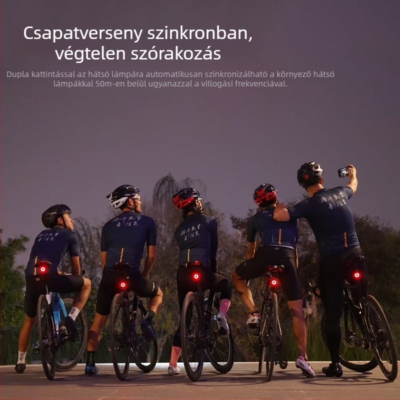 XOSS XR01 XRPRO kerékpár hátsó lámpa út- és hegyi kerékpárokhoz, újratölthető, féklámpa funkcióval, okos éjszakai világítás
