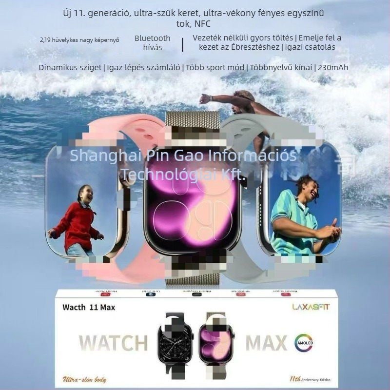Okosóra AMOLED kijelzővel, alumíniumötvözet tokkal, szilikon szíj, 7–14 napos akkumulátor-üzemidő, vízálló