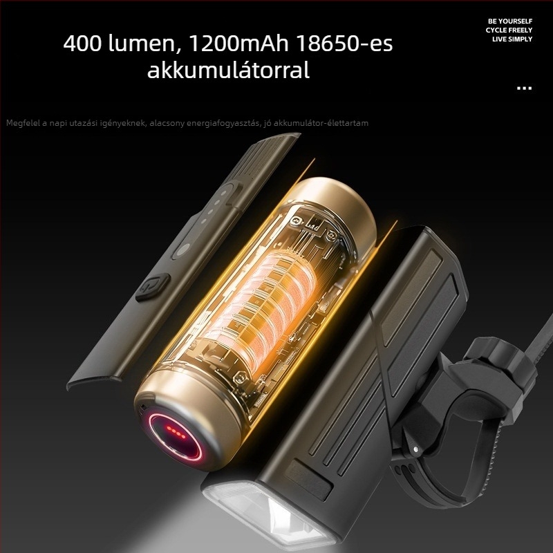 Kerékpár első lámpa USB-C töltéssel, gyorskioldó rögzítés, éjszakai tekeréshez, városi ingázáshoz, szabadidős kerékpározáshoz