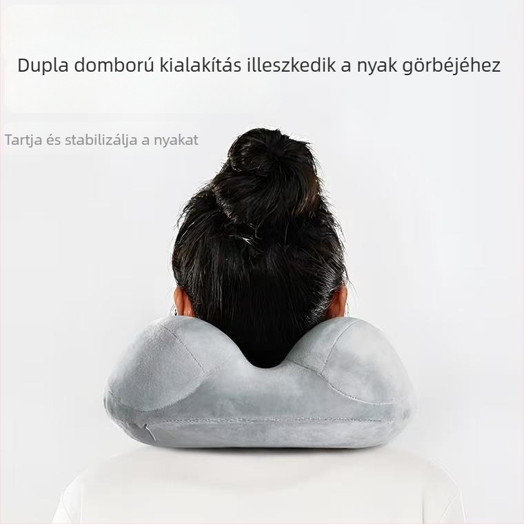 Felfújható U-alakú utazópárna, hordozható nyakpárna hosszú utakhoz, PVC töltet és PVC huzat