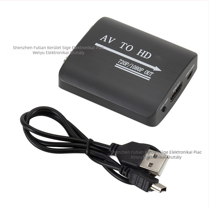 AV to HDMI átalakító, RCA bemenet, HDMI kimenet, 1080p videó