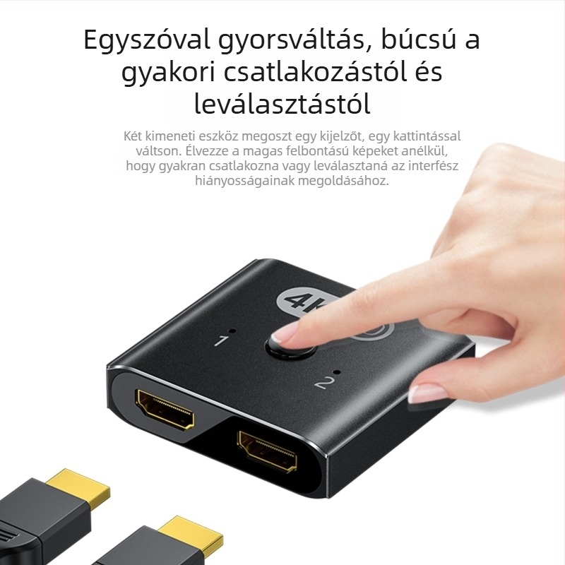 GT-WAN GT-008 HDMI kapcsoló, 2 bemenet, 1 kimenet, 4K/8K felbontás