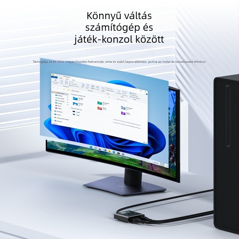 GT-WAN GT-008 HDMI kapcsoló, 2 bemenet, 1 kimenet, 4K/8K felbontás