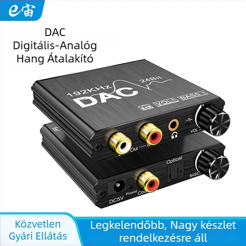 DAC digitális-analóg audió átalakító, optikai szálról koaxiális kimenettel, 192KHz, EZ-AY106, minden rendszerrel kompatibilis