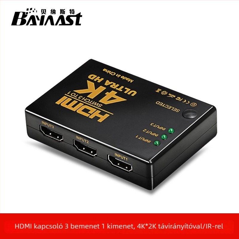 HDMI 3-in-1 kapcsoló, 4K x 2K felbontás, 3 bemenet 1 kimenet