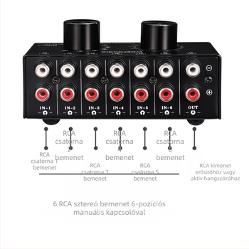 Ripuoduo 6-az-1-ben audio jelátviteli kapcsoló fejhallgatók és hangfalak számára, modell B016, OEM mód