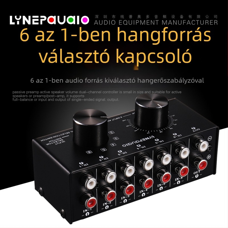 Ripuoduo 6-az-1-ben audio jelátviteli kapcsoló fejhallgatók és hangfalak számára, modell B016, OEM mód