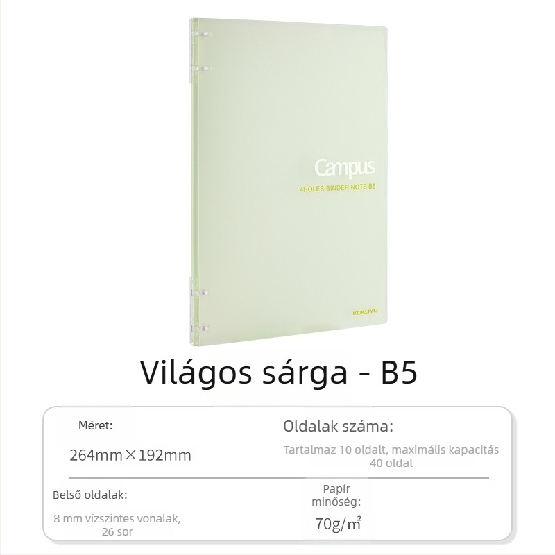 Kokuyo jegyzetfüzet PU borítóval, kötés binderrel, papír nyers fa rostból, 70 g/m², 1–50 oldal, kreatív stílus