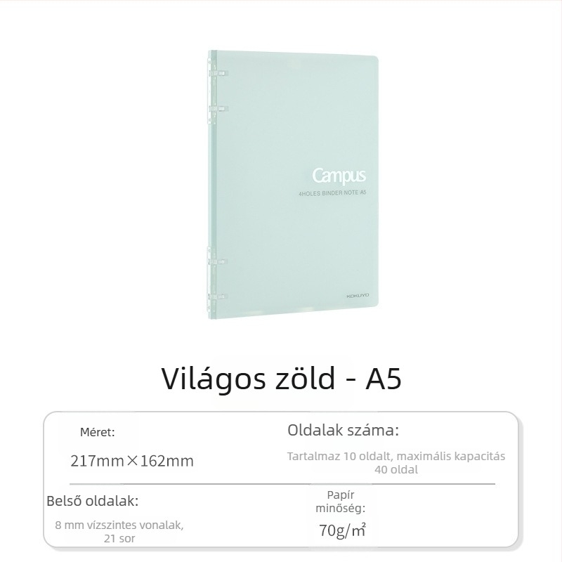 Kokuyo jegyzetfüzet PU borítóval, kötés binderrel, papír nyers fa rostból, 70 g/m², 1–50 oldal, kreatív stílus