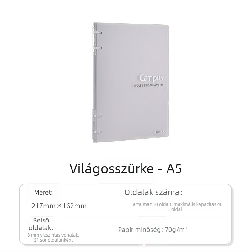 Kokuyo jegyzetfüzet PU borítóval, kötés binderrel, papír nyers fa rostból, 70 g/m², 1–50 oldal, kreatív stílus
