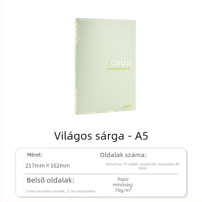 Kokuyo jegyzetfüzet PU borítóval, kötés binderrel, papír nyers fa rostból, 70 g/m², 1–50 oldal, kreatív stílus